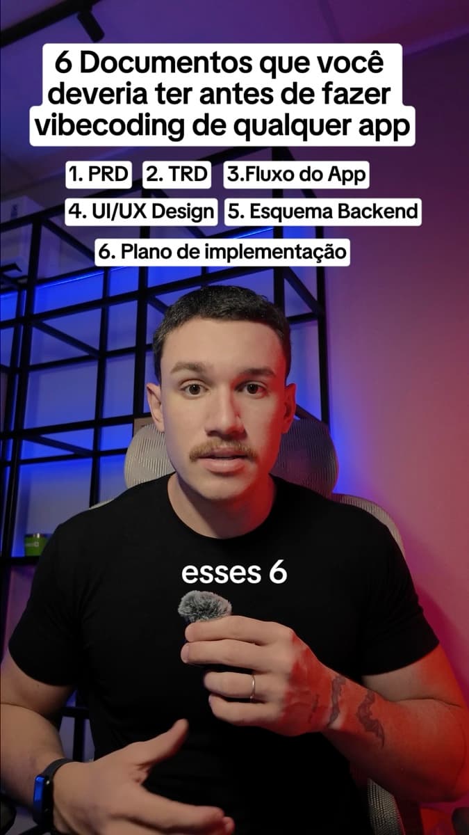 Os 6 documentos pra criar antes de fazer vibe coding de qualquer app