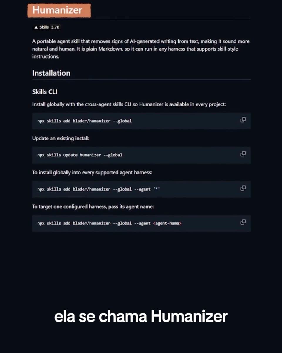 A skill que tira a cara de IA de qualquer texto